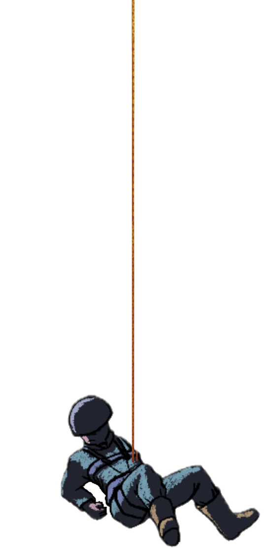 Caving character descending